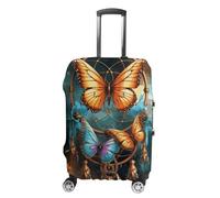 KLOPH Copertura per bagagli da viaggio, protezione per valigia, acchiappasogni, farfalla, elastica, lavabile, antigraffio, in spandex, adatta per bagagli da 45 a 81 cm, Stile-2, L