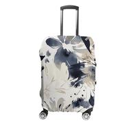 KLOPH Copertura per bagagli da viaggio, protezione per valigia, blu navy e beige, elastica, lavabile, antigraffio, in spandex, adatta per bagagli da 45 a 81 cm, Stile-1, L
