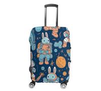 KLOPH Copertura per bagagli da viaggio, protezione per valigia, con coniglietto e astronave, elastica, lavabile, antigraffio, in spandex, adatta per bagagli da 45,7 a 81,7 cm, Stile:, L