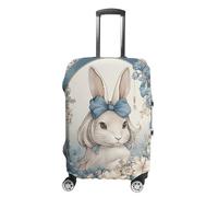 KLOPH Copertura per bagagli da viaggio, protezione per valigia, con fiori e conigli, elastica, lavabile, antigraffio, in spandex, adatta per bagagli da 45,7 a 81,7 cm, Stile:, M