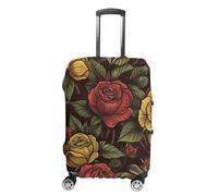 KLOPH Copertura per bagagli da viaggio, protezione per valigia, con rose e foglie, elastica, lavabile, antigraffio, in spandex, adatta per bagagli da 45 a 81 cm, Stile-1, L