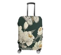 KLOPH Copertura per bagagli da viaggio Protezione per valigie con fiori e strisce verdi, elastica, lavabile, antigraffio, in spandex, adatta per bagagli da 45 a 81 cm, Stile-1, L