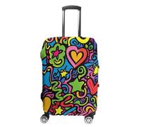 KLOPH Copertura per bagagli da viaggio, protezione per valigie, scarabocchi e linee, elastica, lavabile, antigraffio, in spandex, adatta per bagagli da 45 a 81 cm, Stile-2, L