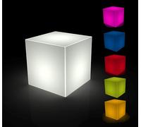 Kloris Cubo lumioso Resina per Interno ed Esterno cm 25x25x25 +Telecomando. Batteria Ricaricabile con Alimentatore Incluso. LED RGB 16 colorazioni. Lavabile e Resistente. Made in Italy