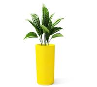 Kloris Portavaso Alto Fioriera Cilindrica BAROCCO 70 Giallo in Polietilene - Diametro 35 cm, Altezza 70 cm, Profondità Vano 26 cm - Made in Italy
