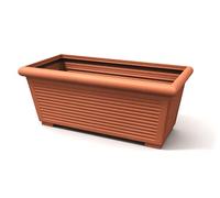Kloris VASO fioriera rettangolare Millerighe 80 resina colore terracotta polietilene design classico da esterno 52 litri cm 80x39 altezza cm 32 Made in Italy