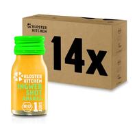 Kloster Kitchen 14 colpi di zenzero biologico all'ananas 14 x 30 ml, con veri pezzi di zenzero, vegano in bottiglia di vetro da asporto, morbido e speziato, senza additivi