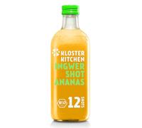 Kloster Kitchen Bio Ginger Shot Ananas 12SHOTS 360 ml con veri pezzetti di zenzero I Bottiglia di vetro I dolce-piccante senza additivi & con dolcezza naturale (incluso 0,25€ di cauzione a perdere)
