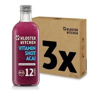 Kloster Kitchen Organic Vitamin Shot Berry Acai 12SHOTS 3x 360 ml con vera I Ginger Shot bottiglia di vetro vegana dolce e piccante senza additivi (incl. 0,75€ di deposito)