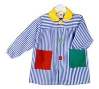 KLOTTZ Grembiule Asilo a Righe. per Scuola Materna e lavoretti Manuale. Blu. 5/6 Anni (110-115cm)