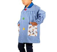 KLOTTZ Grembiule Scolastico Mickey a Quadri Disney. per Asilo e lavoretti Manuale. Blu. 0/1 Anni (78-83cm)