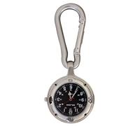Klox Clip Argento su moschettone Viso Nero Orologio FOB, Orologio da Tasca per Medici Infermieri paramedici Chef Sport