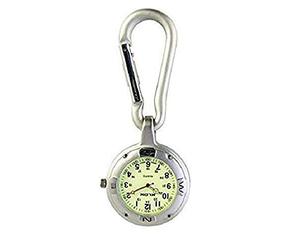 Klox Moschettone argentato con orologio per dottori, inferiere e paramedici, fosforescente