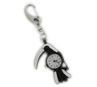 Klox Orologio da taschino con catenina portachiavi colore nero e bianco forma pappagallo adatto per dottori infermieri paramedici