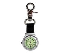 Klox Unisex Pocket FOB Orologio Silver Clip-On Moschettone luminoso Face Medical Movimento al quarzo con display analogico