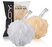 KLOY Grande spugna esfoliante da bagno in luffa per la pulizia ad alta schiuma (bianco e oro)