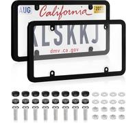 KLSKKJ Confezione da 2 coperture trasparenti per targa e cornici, portatarga per auto, si adattano a qualsiasi targa standard degli Stati Uniti con tappi a vite