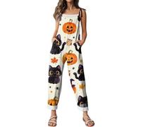 Kluantou Salopette da donna per Halloween, oversize, casual, con tasche, tessuto morbido e confortevole, buona stabilità, perfetta per l'uso quotidiano e il tempo libero, O verde dell'esercito