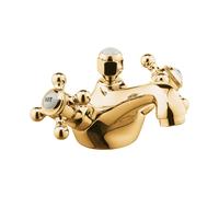 KLUDI 1926 Robinetterie de lavabo, poignées croisillons, montage 1 trou, hauteur d'écoulement 100mm, 510124520, 510124520, Colorazione: Placcato oro