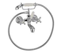 KLUDI 1926 Mitigeur de bain et de douche, montage mural, poignées croisillons, avec ensemble de douche, 514410520, 514410520, Colorazione: cromo