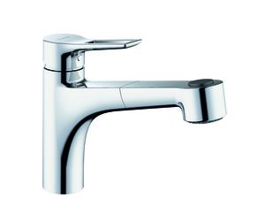 KLUDI MIX Mitigeur monocommandé pour évier, levier à étrier, avec douchette à vaisselle, chrome, 329410562, 329410562