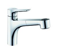 KLUDI MIX Mitigeur monocommandé pour évier, levier fermé, basse pression, douchette vaisselle, Eco, chrome, 329420575, 329420575