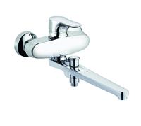 KLUDI OBJEKTA Mitigeur monocommandé pour bain et douche, montage mural, bec pivotant, chrome, 324910575, 324910575