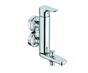 KLUDI OBJEKTA Mitigeur monocommandé pour bain et douche, robinetterie monobloc verticale, montage mural, chrome, 364890575, 364890575