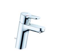 KLUDI PURE&EASY Mitigeur monocommandé pour lavabo, hauteur de bec 100mm, garniture d'écoulement en métal, EcoPlus, chrome, 372930565WR4, 372930565WR4