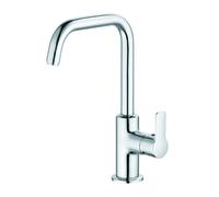 KLUDI PURE&EASY Mitigeur monocommandé pour lavabo, hauteur de bec 205mm, orientable, avec garniture d'écoulement, chrome, 370230565, 370230565