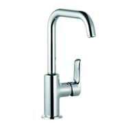 KLUDI PURE&SOLID Mitigeur monocommandé pour lavabo, hauteur de bec 205mm, orientable, avec garniture d'écoulement, chrome, 340250575, 340250575