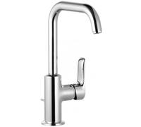 KLUDI PURE&SOLID Mitigeur monocommandé pour lavabo, hauteur de bec 205mm, orientable, avec garniture d'écoulement, chrome, 340250575, 340250575