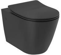 Kludi Resa R vaso wc con copriwater a discesa lenta sospeso senza brida con scarico a vortice nero opaco 23WCSET39
