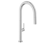 KLUDI Rubinetto da cucina Aurea (cromato) - Girevole a 360 gradi, miscelatore monocomando con tubo estraibile e doccetta con pulsante di commutazione, 2 modalità, rubinetto cucina