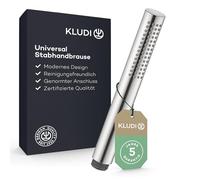 KLUDI - X1 Design - Soffione a stelo (cromato), lunghezza 20 cm, anticalcare, 1 tipo di getto, Ø 2,5 cm, attacco universale G 1/2, DN 15