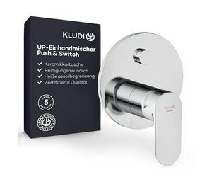 KLUDI - X1 Rubinetto doccia da incasso con limitatore di acqua calda, miscelatore per 2 consumatori, sicuro contro il ritorno, cromato, accessori necessari KLUDI Slimbox (Art. 88022)