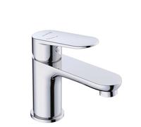 KLUDI - X1 rubinetto per lavabo, cromato, a risparmio energetico, taglia S, altezza del beccuccio 75 mm, cartuccia in ceramica, miscelatore lavandino con tubi di collegamento, avviamento a freddo