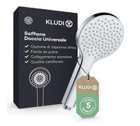 KLUDI-X3 Soffione e doccia universale a risparmio idrico opzionale, doccino per doccia con 1 tipo di getto, easy-clean Ø 11,7 cm