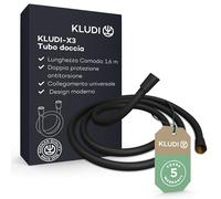 KLUDI-X3 tubo doccia universale 1,60 m, facile da pulire, flessibile doccia con doppia protezione antitorsione, resistente al kink, attacco standard, tubo flessible doccia nero opaco