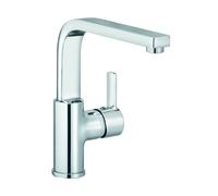 KLUDI ZENTA Mitigeur monocommandé pour lavabo, hauteur d'écoulement 220mm, pivotant, sans garniture d'écoulement, chrome, 420260575, 420260575