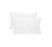 KLULK Coppia Federe Bianco 100% Cotone, 52 X 82 Cm, Set Di 2 Cuscino Letto, Chiusura A Busta, Tinta Unita, Made In Italy