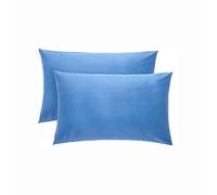 KLULK Coppia Federe Cobalto 100% Cotone, 52 X 82 Cm, Set Di 2 Cuscino Letto, Chiusura A Busta, Tinta Unita, Made In Italy