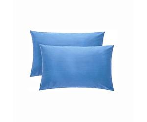 KLULK Coppia Federe Cobalto 100% Cotone, 52 X 82 Cm, Set Di 2 Cuscino Letto, Chiusura A Busta, Tinta Unita, Made In Italy