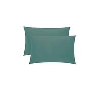 KLULK Coppia Federe Ottanio 100% Cotone, 52 X 82 Cm, Set Di 2 Cuscino Letto, Chiusura A Busta, Tinta Unita, Made In Italy