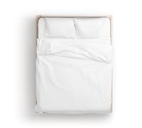 KLULK Parure Copripiumino Percalle Matrimoniale Bianco, Sacco 255 X 205 + 80 Cm, 2 Federe 52 X 82 cm, Made In Italy