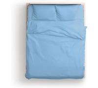 KLULK Parure Copripiumino Percalle Matrimoniale Celeste Polvere, Sacco 255 X 205