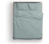 KLULK Parure Copripiumino Percalle Matrimoniale Grigio, Sacco 255 X 205 + 80 Cm, 2 Federe 52 X 82 cm, Made In Italy