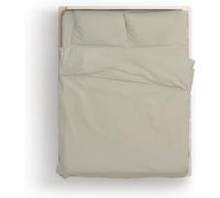 KLULK Parure Copripiumino Percalle Matrimoniale Tortora, Sacco 255 X 205 + 80 Cm, 2 Federe 52 X 82 cm, 100% Percalle Di Cotone, Made In Italy, 2 Posti