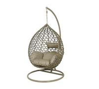 KLULK Poltrona A Dondolo Sospesa Da Esterno Rodi Con Struttura In Acciaio E Guscio In Poli-Vimini Tortora, L 118 x H 196 Cm, Seduta E Poggiatesta Imbottito, Regolabile In Altezza, Portata 120 Kg