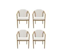 KLULK Set 4 Poltrone da Esterno Terranova Effetto Legno con Intreccio in Corde, Struttura in Alluminio Verniciato a Polvere, Cuscini Bianchi Sfoderabili Idrorepellenti, 52x59x71 cm